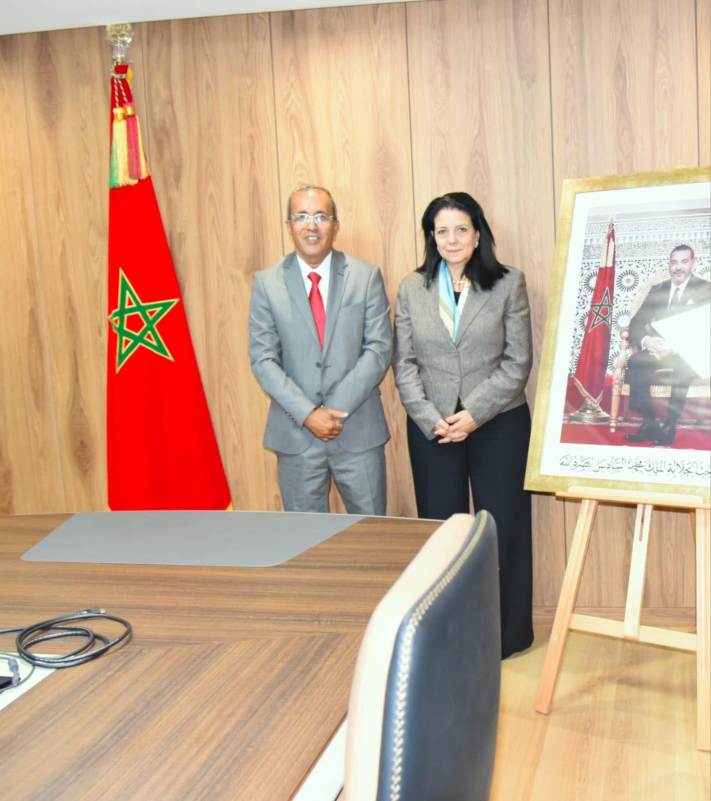 Madame Amal El Fallah Seghrouchni reçoit le Vice-Président du Conseil régional pour le suivi de conventions stratégiques à Dakhla